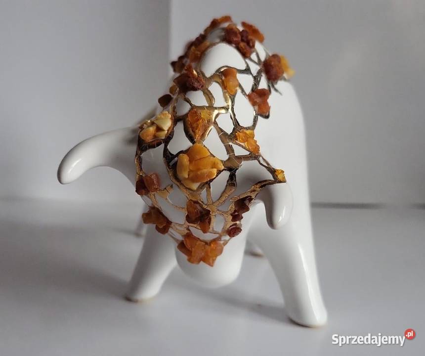 Byk Figurka Byczek ceramiczny ręcznie malowany Sierakowice