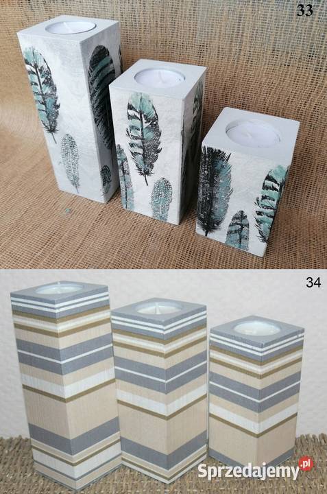 Komplet 3 duże świeczniki turkus Tunezja Turcja Halinów