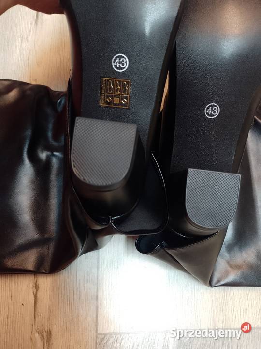 43 Czarne zdobione Kozaki kowbojki wieczorowe skóra ekologiczna Kraków sprzedam