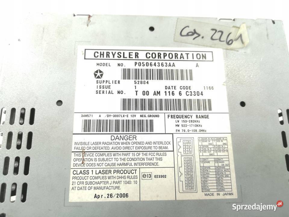 RADIO JEEP GRAND CHEROKEE CHRYSLER 300C 300 osobowe lubelskie sprzedam