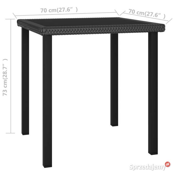 Stół ogrodowy jadalniany czarny 70x70x73 rattan