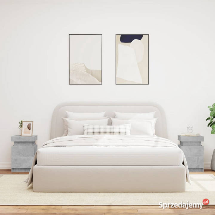 Szafki nocne z LED 2 szarość betonu 35x39x55 Warszawa