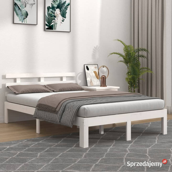 Rama łóżka biała lite drewno 120 x 200 WM814750