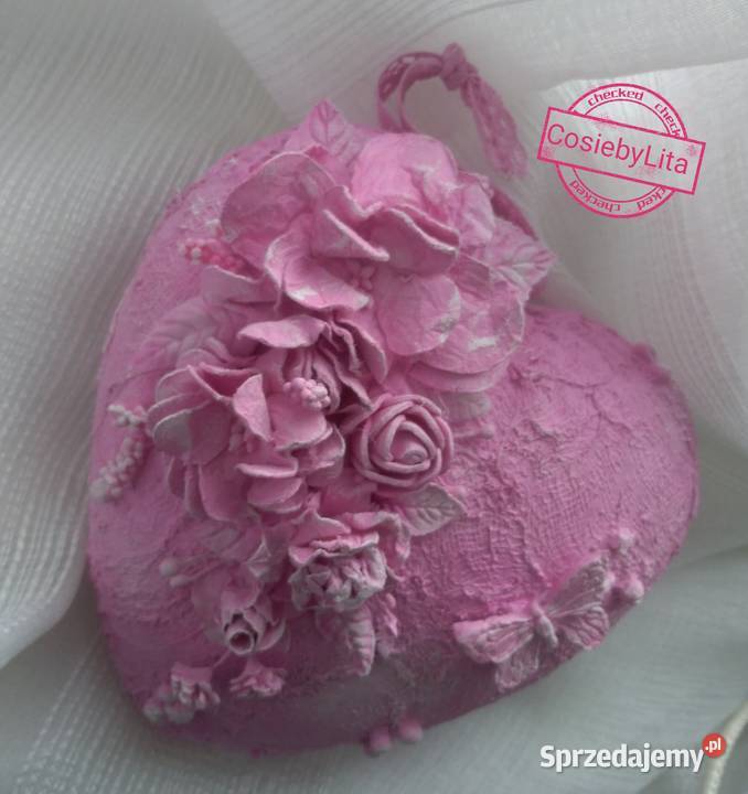 Serce mixmediowe ozdoba rękodzieło Krajno-Parcele