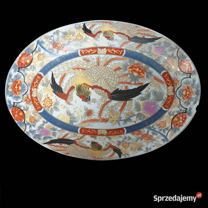 Chińska patera talerz taca  ptaki, sygnowana, porcelana