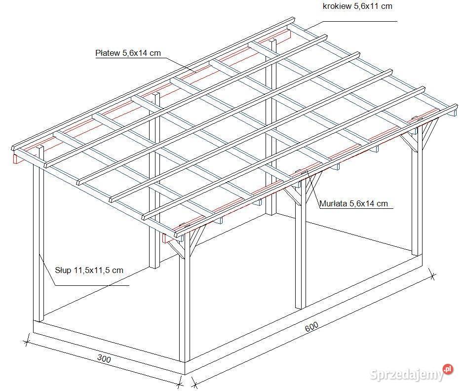Drewniane zadaszenie tarasu pergola taras Architektura ogrodowa Rębiszów