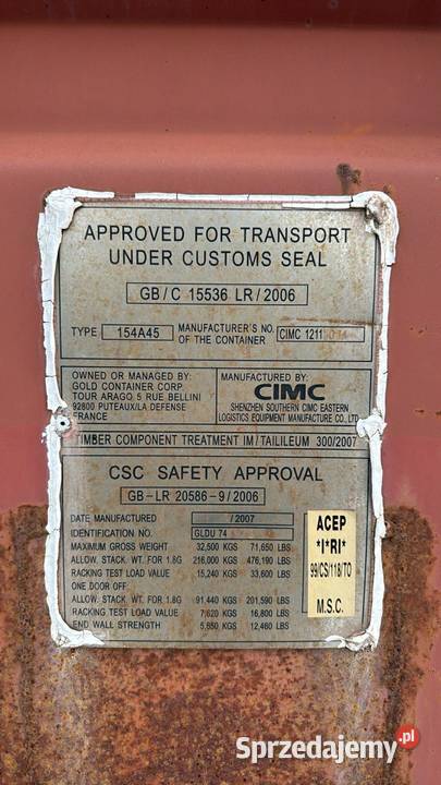 Kontener morski 40HC używany sprzedam