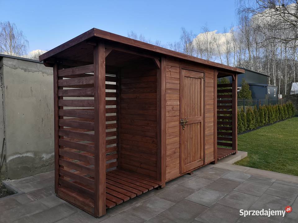 Domek narzędziowy z drewutnią wiata na drewno Kalety