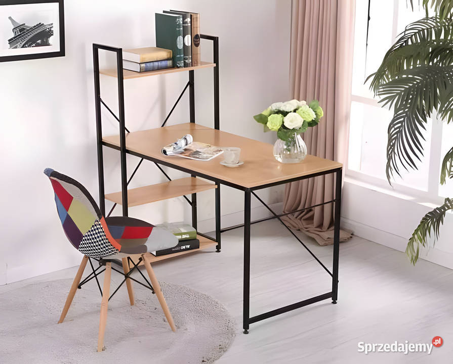 Biurko komputerowe drewniane regał z półkami Smogorzów