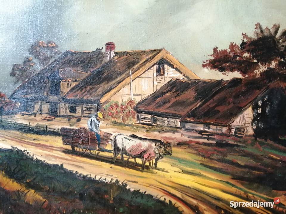 Obraz olejny Przed burzą na wsi