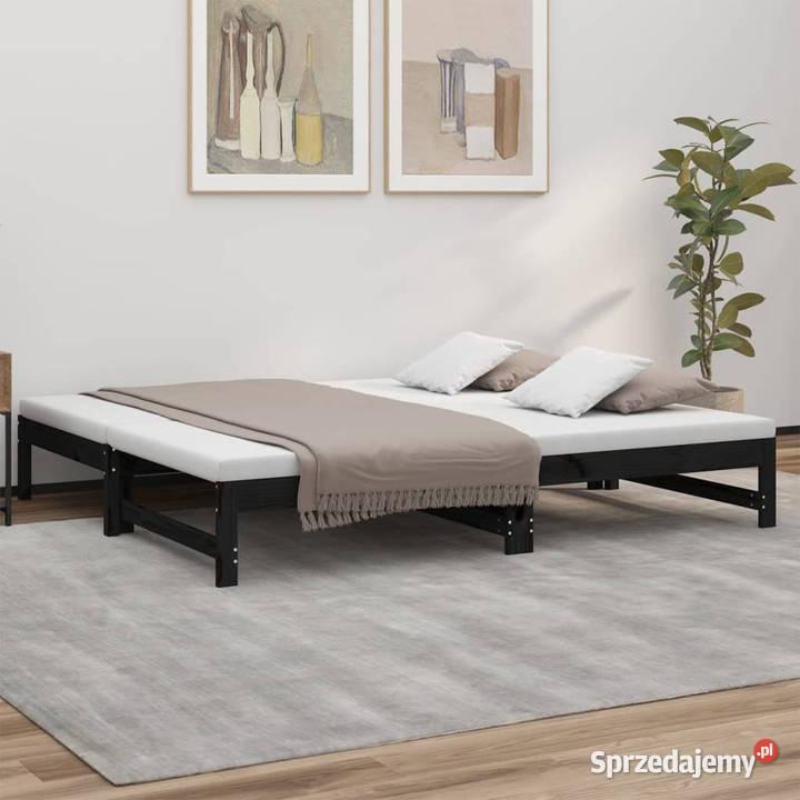 Łóżko rozsuwane czarne 2x90x190 lite drewno 195cm mazowieckie Warszawa sprzedam