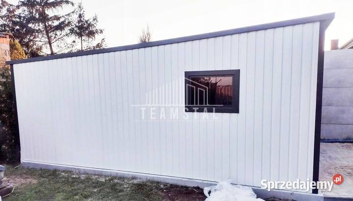 GARAŻ BLASZANY 4m x 5m spad tył Brama okno TS305 Sprzedaż Żnin