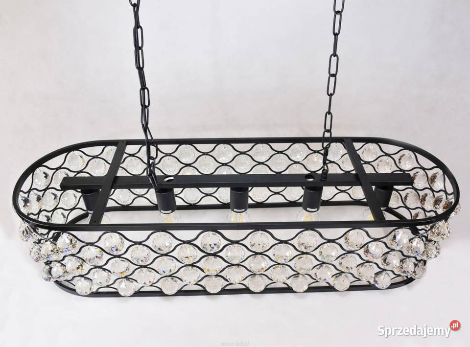 Nowoczesny żyrandol kryształowy czarny black Lampy Ogrodzieniec