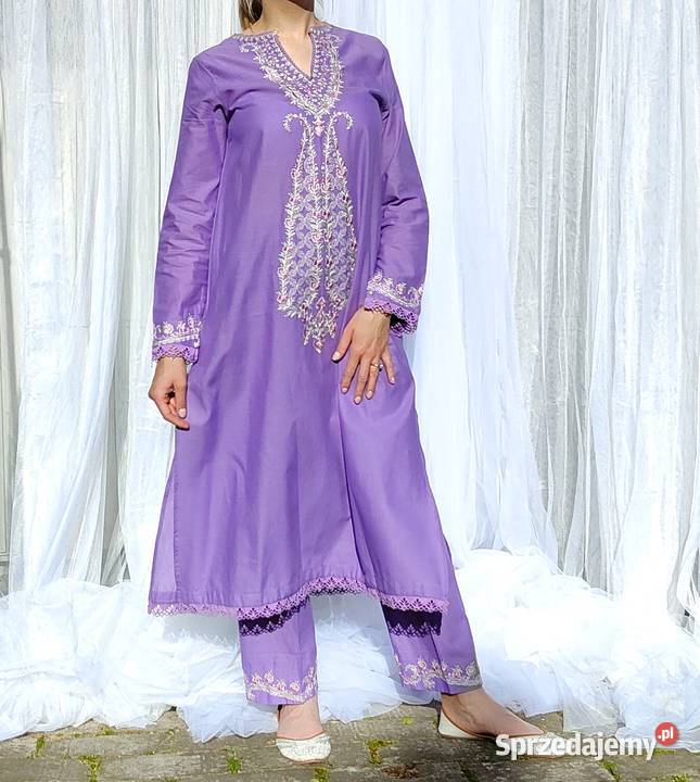 Fioletowy komplet orientalny S 36 tunika spodnie Szczecin