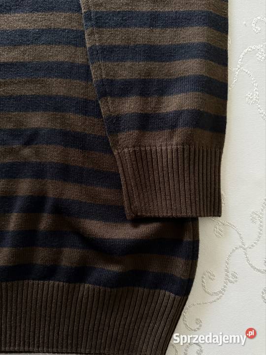 Sweter Męski w Paski Elegancki Styl Klasyczny XS Czerwionka-Leszczyny