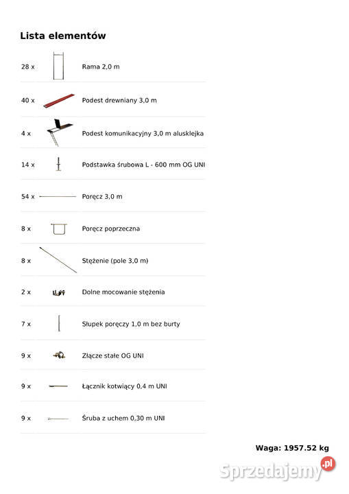 NOWE Rusztowanie elewacyjne 184m2 Rusztowanie Stare Siołkowice