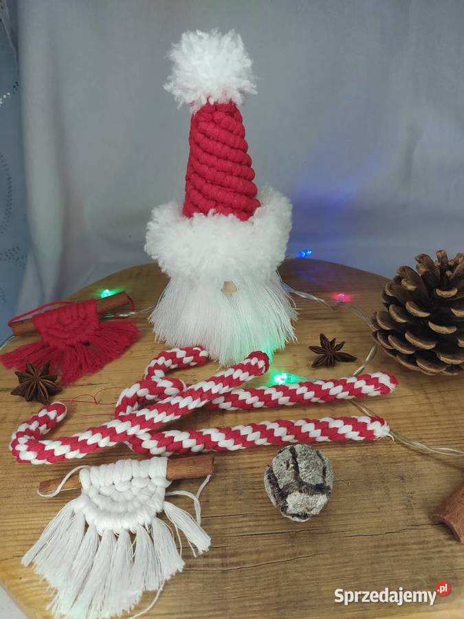 Makrama mikołaje figurki dekoracje wnętrz święta Dekoracje i ozdoby Sędziszów Małopolski