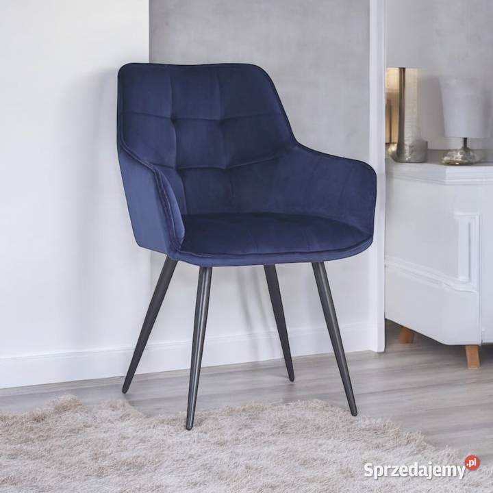 Granatowe Krzesło Tapicerowane Luca Wysyłka 24H Tarchały Małe