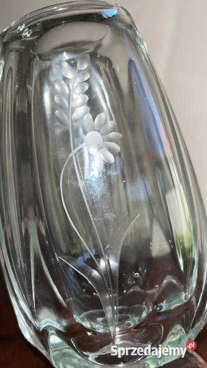 Wazon z lanego kryształu Kwiaty szlifowane Gdańsk