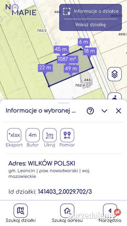 Działka budowlana gm Leoncin Wilków Polski