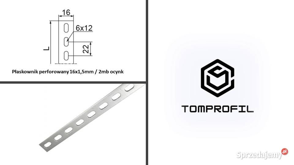 Płaskownik perforowany 16x15mm 2mb ocynk 385 1 Produkcja sprzedam