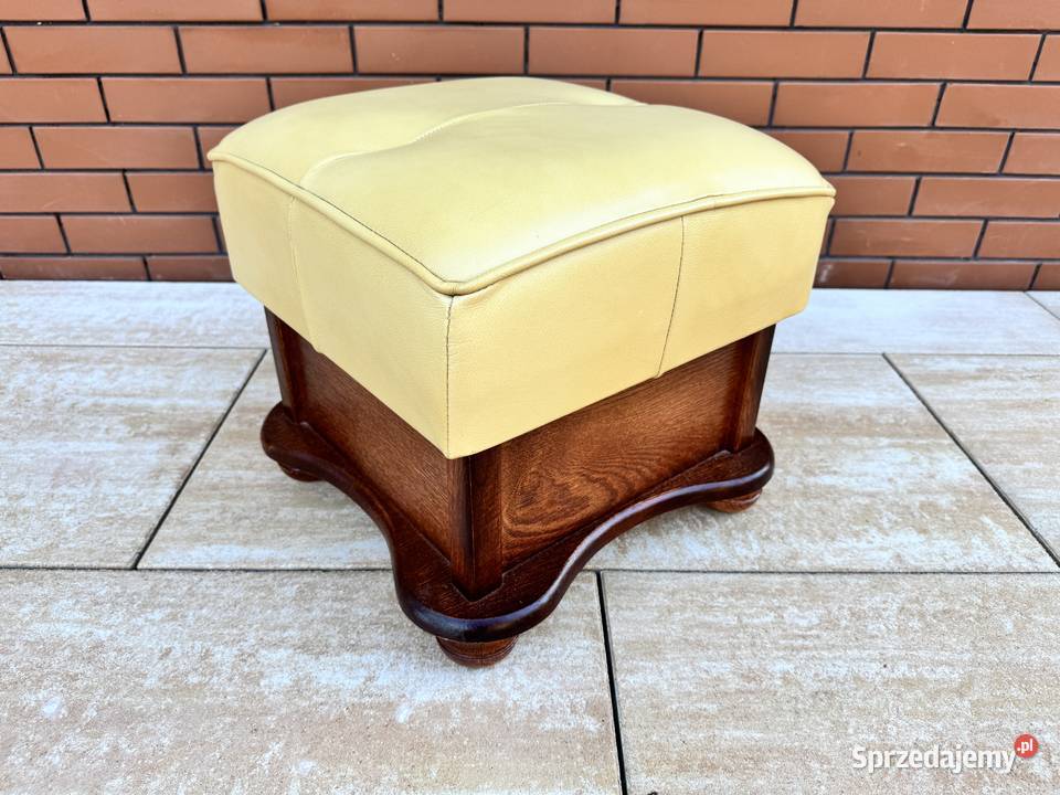 Pufa skórzana podnóżek skórzany stołek skóra Dom i Ogród Sulbiny