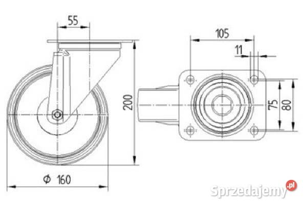 Koła skrętne z poliamidu 3470UOR160P63 Kamionna