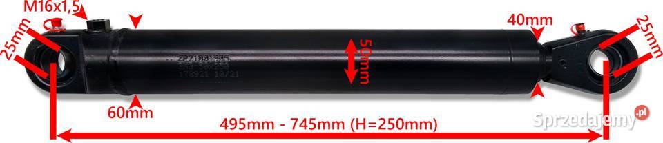 Siłownik Hydrauliczny TŁOK 50x40 SKOK 250 0277 kujawsko-pomorskie Solec Kujawski