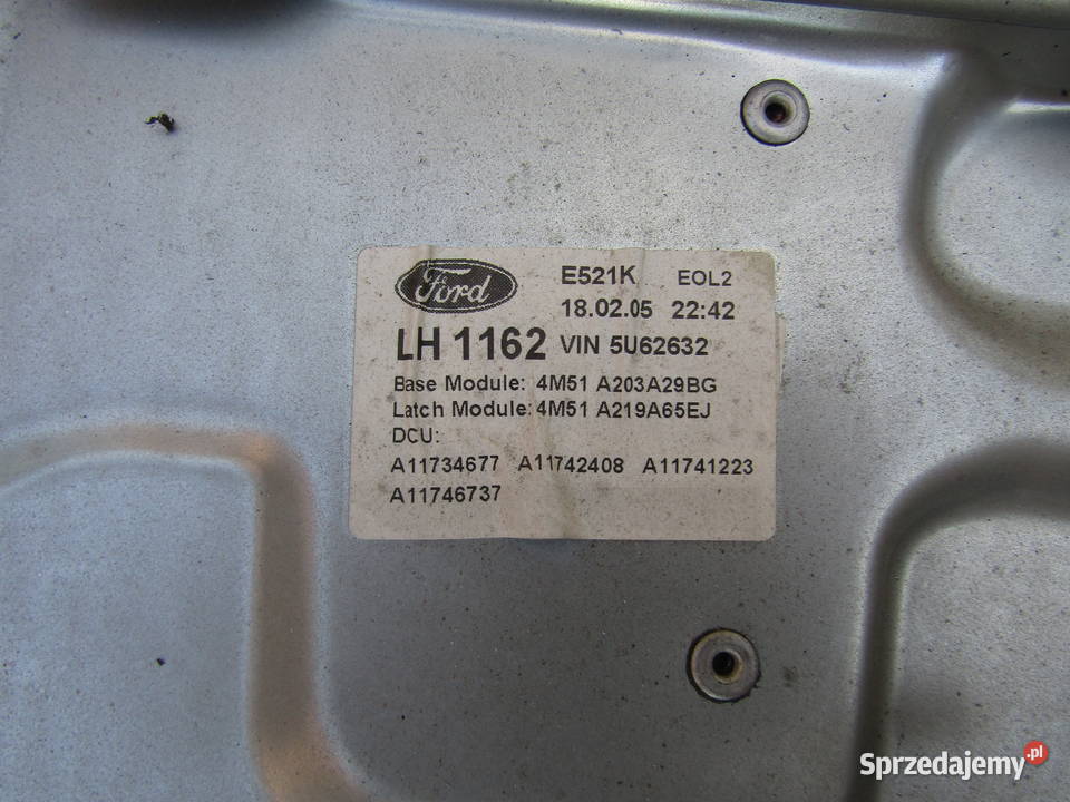 MECHANIZM SZYBY PRZEDNI LEWY ELEK FORD FOCUS MK2 łódzkie Mysłaków