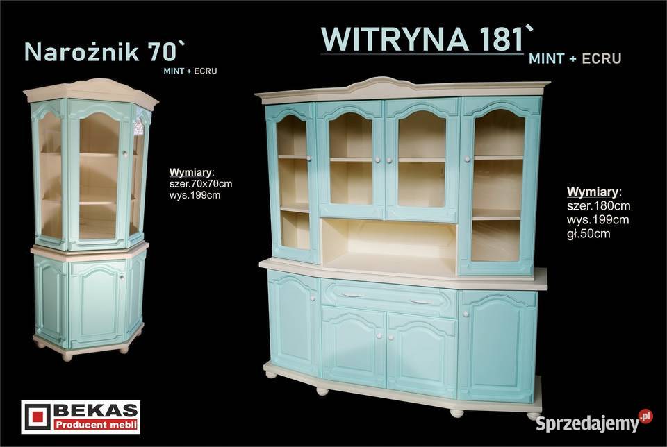 Stylowa Witryna Narożna 70 Waniliowo Zielona Rzeszów