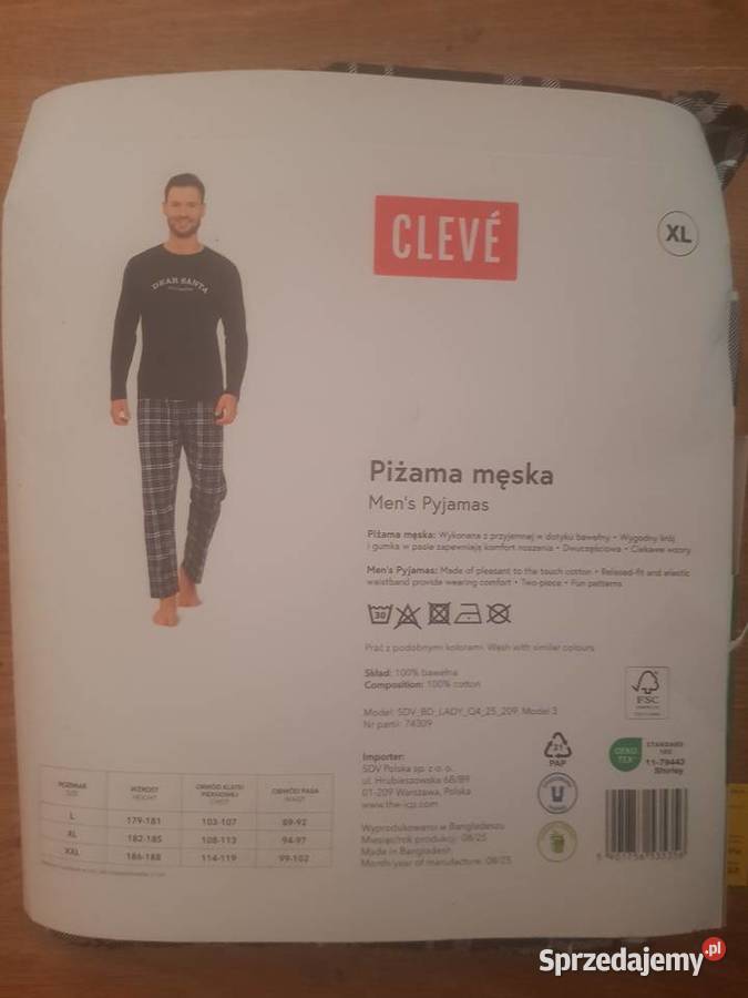 Piżama świąteczna męska rozmiar XL Warszawa