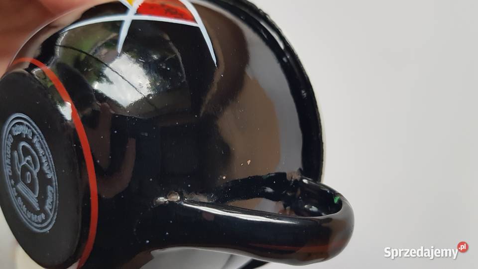 Zestaw emaliowany dzbanek 6 filiżanek Olkusz PRL śląskie Dąbrowa Górnicza