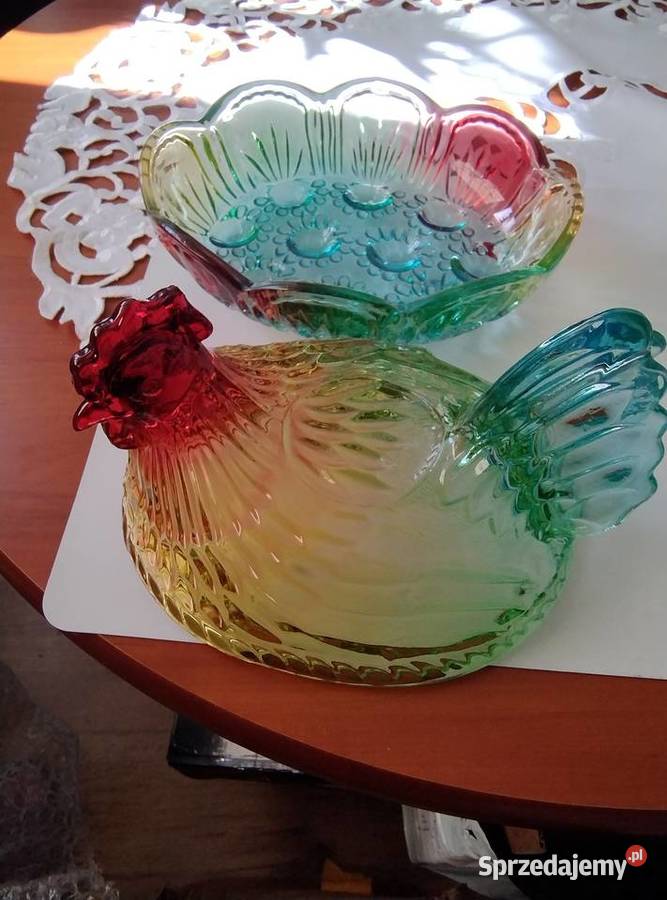 Duża kura z kolorowego szkła Żory