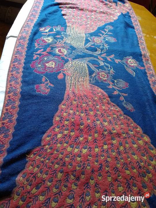 Szal192x68 w pawie złota nitka Miłobądz