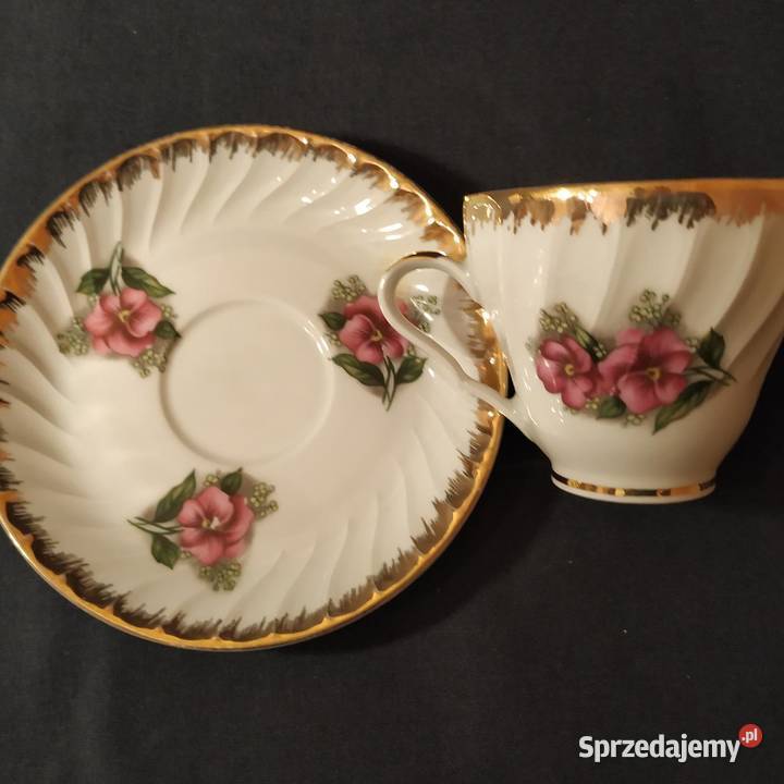 Elegancka Filiżanka Mitterteich Bavaria Złocona Porcelana i szkło Piła