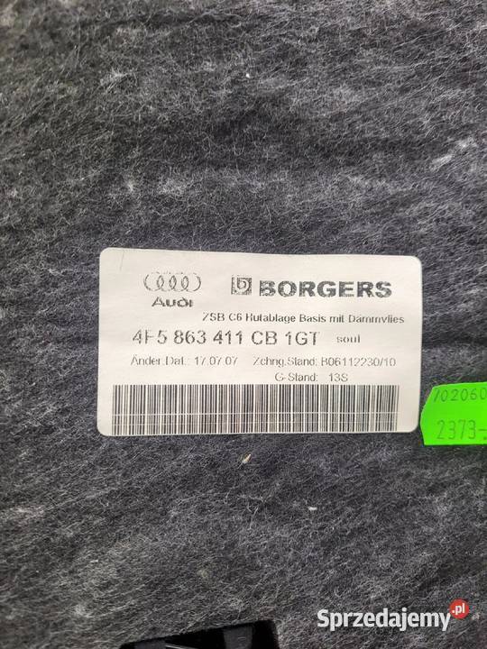 PÓŁKA TYLNA TYŁ AUDI A6 C6 SEDAN 4F5863411CB Motoryzacja