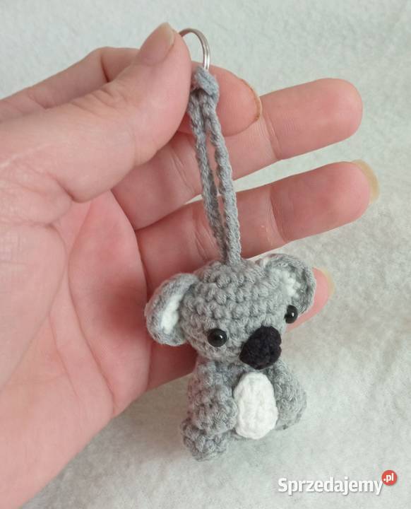 Miś koala wykonany na szydełku brelok zawieszka Łask