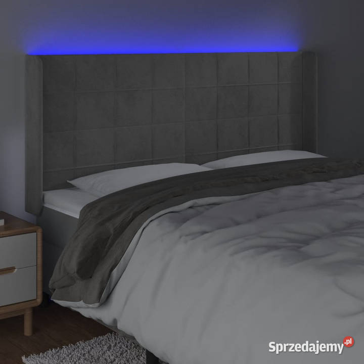 Zagłówek do łóżka z LED jasnoszary 203x16x118128 mazowieckie Warszawa