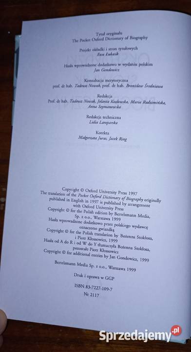 Oksfordzki Słownik Biograficzny Świat Książki sprzedam