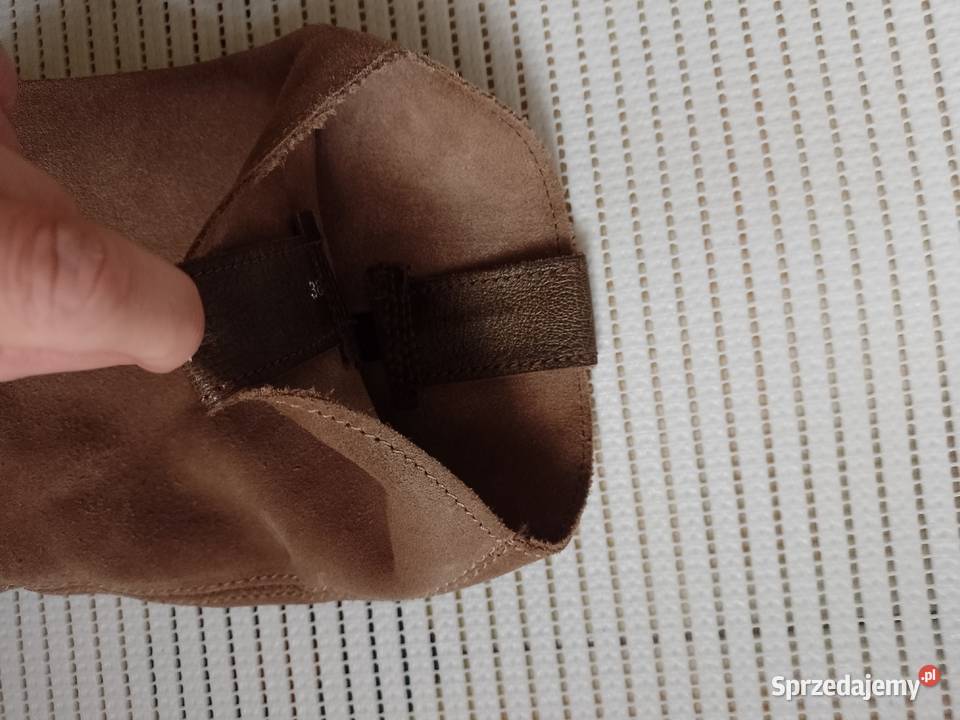 38 Real Leather Brązowe skórzane kozaki kowbojki 24.5cm Kraków