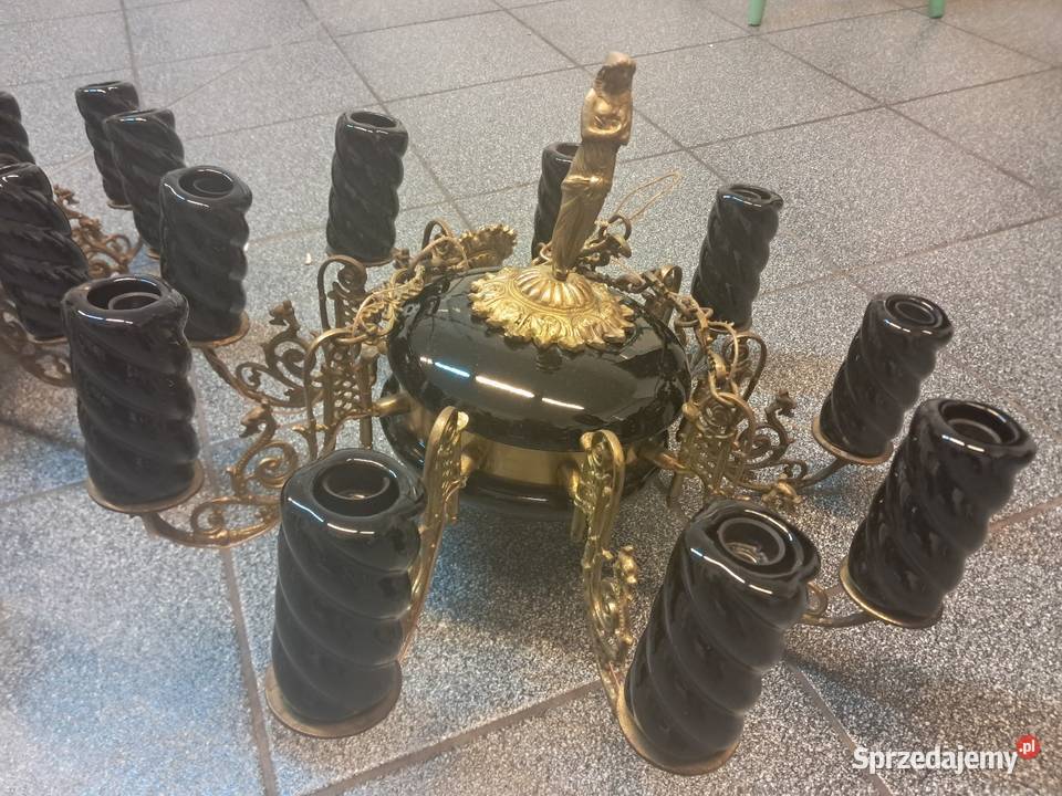 Żyrandol mosięzny z czasów PRL Lampy wiszące śląskie Dąbrowa Górnicza