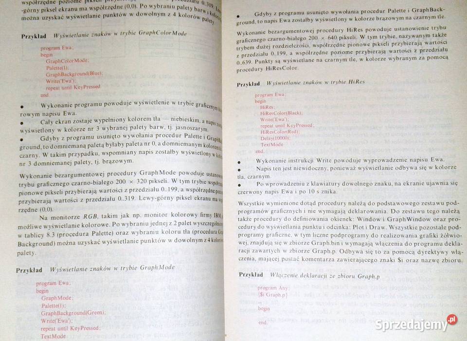 Podstawy grafiki w językach Basic i Turbo Pascal Pozostałe Chełm