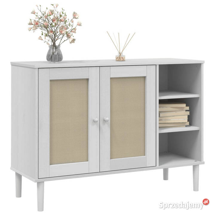 Szafka SENJA imitacja rattanu biała 112x40x80 Warszawa