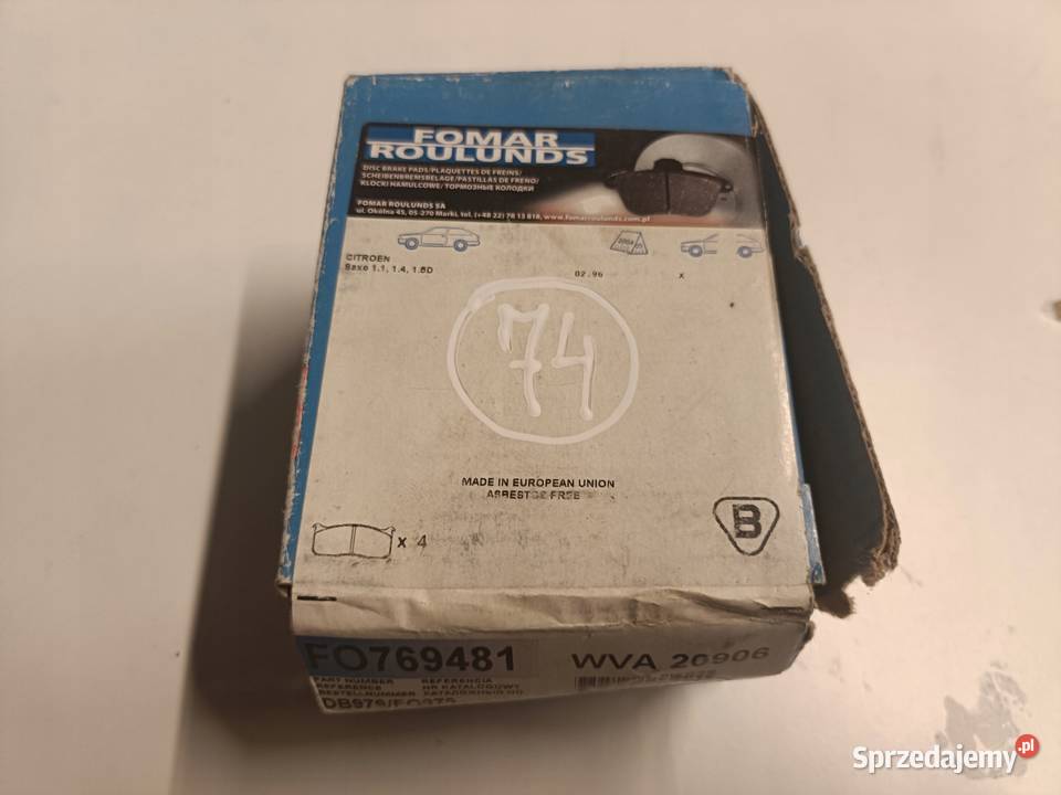 Citroen Saxo PRZEDNIE KLOCKI HAMULCOWE przód Klocki hamulcowe Rudka
