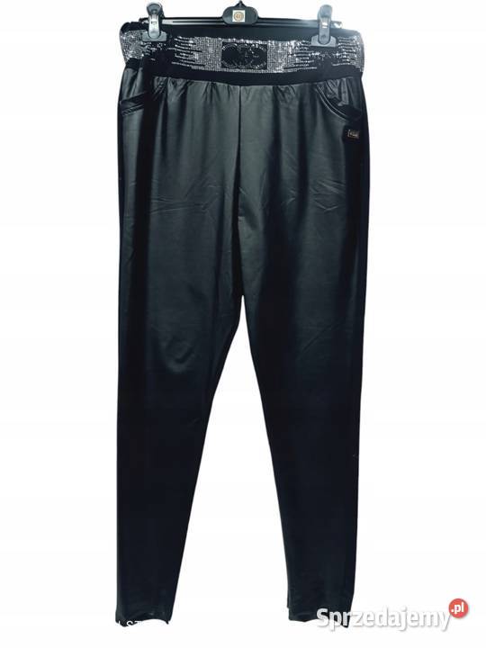 SPODNIE SEXI WOSKOWANE SKÓRA cekiny TYŁ BAWEŁNA Wieluń