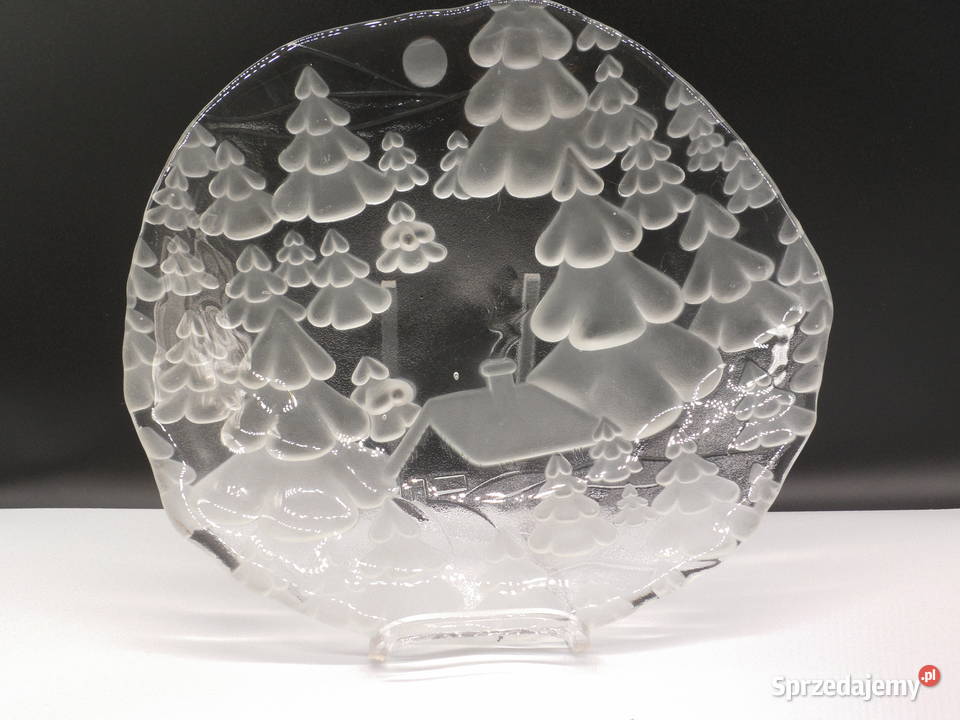 Duża Szklana Patera Walther Glas Zimowy Porcelana i szkło Raszków