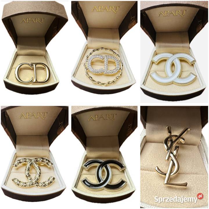 Broszka Zawieszka Chanel złota z cyrkoniami Warszawa