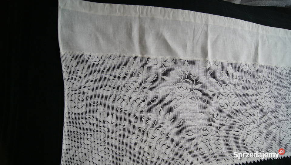 Firaneczka shabby chic bawełniana koronka len Dobroszyce