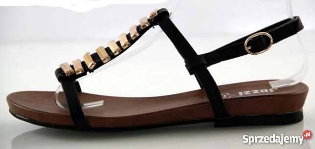 Czarne eleganckie sandły 37