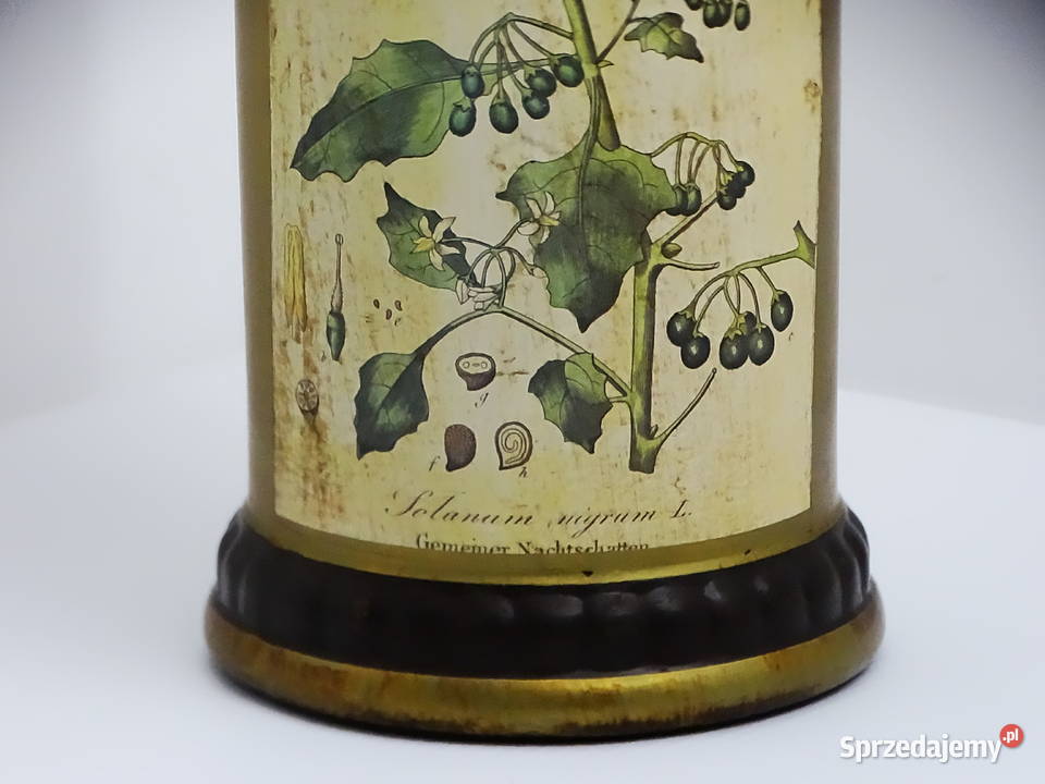 Zabytkowy pojemnik aptekarski z ilustracją Biłgoraj